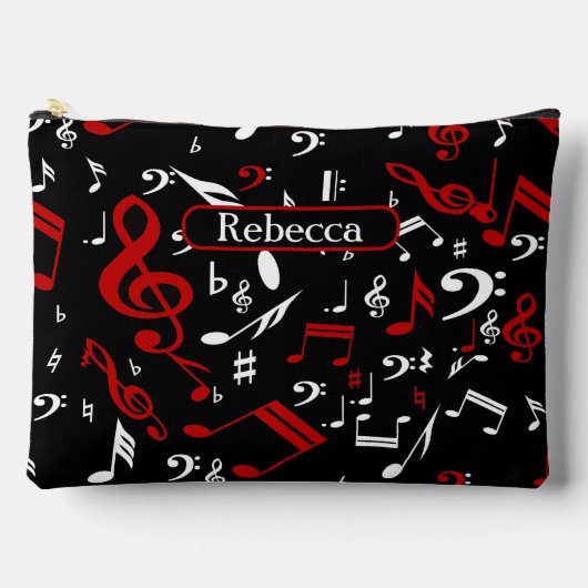 Personalisierte Noten in Rot und Schwarz Zubehörtasche (Vorderseite)