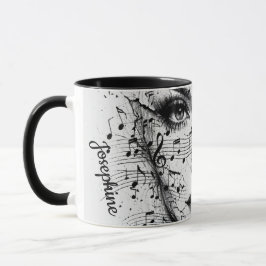Personalisierte Notenblatt-Gesichtskunst Schwarz W Tasse