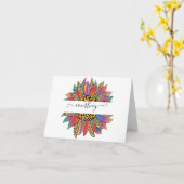 Personalisierte Notenkarte mit Regenbogen und Leop Karte (Gelbe Blume)