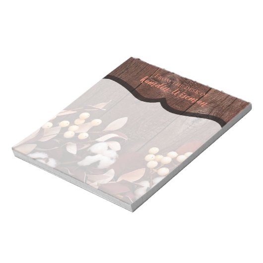 Personalisierte Notepad-Baumwollzweig auf der dunk Notizblock (Rotiert)