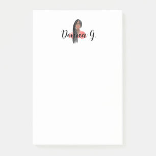 Personalisierte Notepad Black Girl Braids & Glasse Post-it Klebezettel