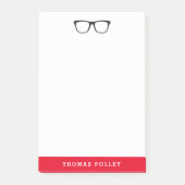Personalisierte Notepad-Brille mit rotem und schwa Post-it Klebezettel (Vorderseite)