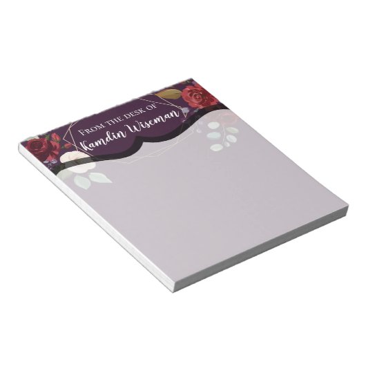 Personalisierte Notepad Plum Lila Rose Gold Geomet Notizblock (angewinkelt)