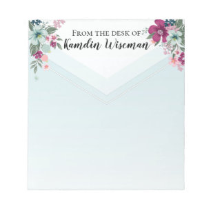 Personalisierte Notepad Tropical Blume auf Blue Om Notizblock