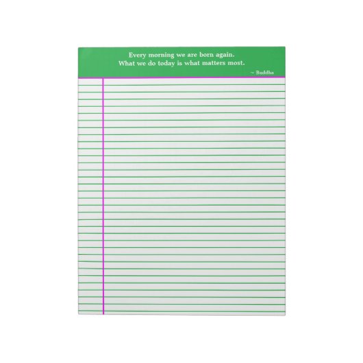 Personalisierte Notierungs-Notepad, Grün und Rosa Notizblock (Rotiert)