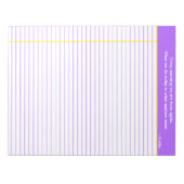 Personalisierte Notierungs-Notepad, Lila & gelb Notizblock (Vorderseite)