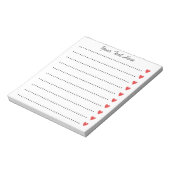 Personalisierte Notizblöcke mit roten Herzen (Rotiert)