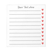 Personalisierte Notizblöcke mit roten Herzen (Vorderseite)