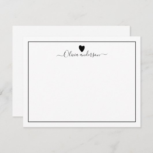 Personalisierte Notizkarte für die schwarze Liebe Mitteilungskarte (Vorne/Hinten)