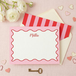 Personalisierte Notizkarte mit rosa welliger Umran Dankeskarte