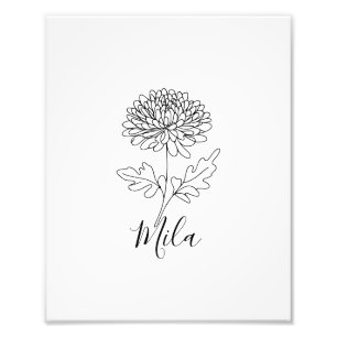 Personalisierte November-Chrysantheme Geburtstagsb Fotodruck