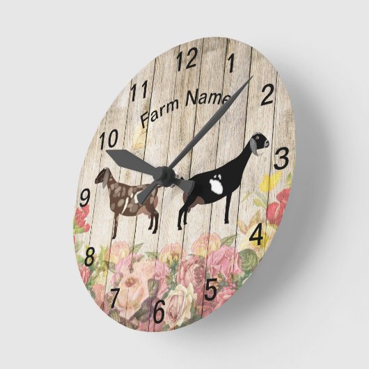 Personalisierte Nubische Milchziegenfarm Runde Wanduhr (Winkel)