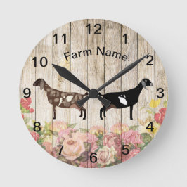 Personalisierte Nubische Milchziegenfarm Runde Wanduhr