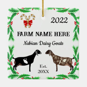 Personalisierte nubische Ziegenfarm Weihnachten Keramikornament