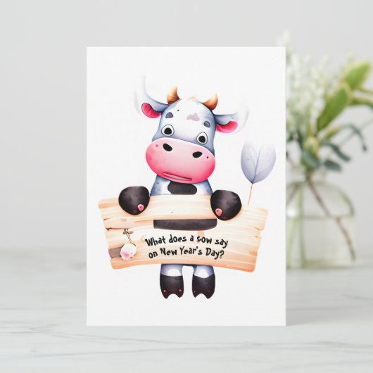 Personalisierte Nummer 1 Vater Joke Funny Cow Neuj Einladung (Stehend Vorderseite)