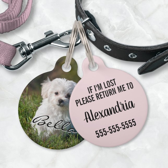 Personalisierte Nummer des Puppy-Docks im Foto Haustiermarke (Custom Puppy Dog Personalized Photo Name Number Pet ID Tag (front and back))