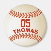 Personalisierte Nummer und Name Baseball Magnet (Vorne)