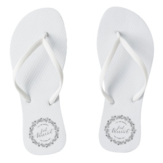 Personalisierte nur verheiratete Flora| Flip Flops Badesandalen (Fußbett)