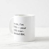 Personalisierte Nurse RN mit Individuelle Name und Kaffeetasse (Vorderseite Links)