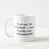 Personalisierte Nurse RN mit Individuelle Name und Kaffeetasse (Links)