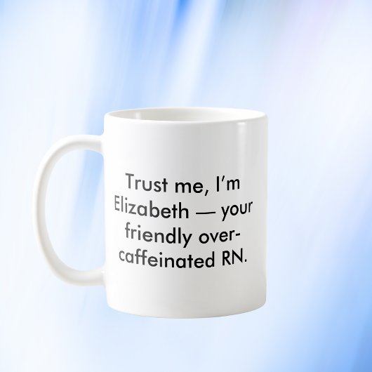 Personalisierte Nurse RN mit Individuelle Name und Kaffeetasse