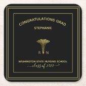 Personalisierte Nursing School Black Graduation Pa Rechteckiger Pappuntersetzer (Vorderseite)