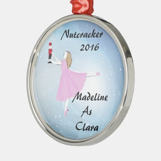 Personalisierte Nussknacker-Clara-Verzierung Silbernes Ornament (Links)