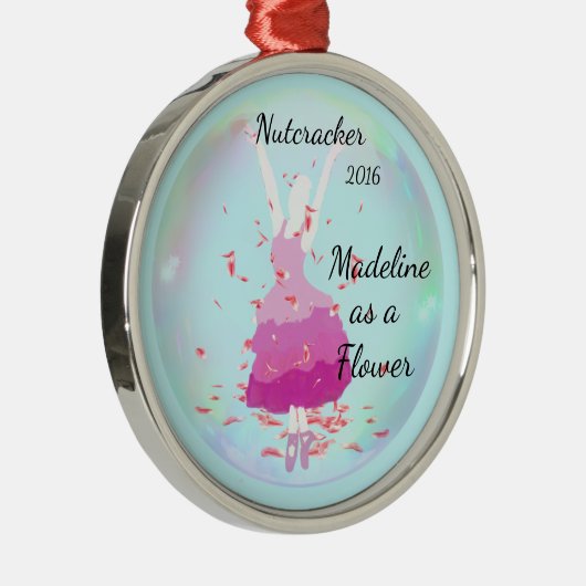 Personalisierte Nussknacker-Verzierung - Blume Silbernes Ornament (Rechts)