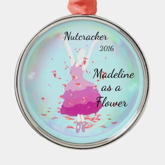 Personalisierte Nussknacker-Verzierung - Blume Silbernes Ornament (Vorne)