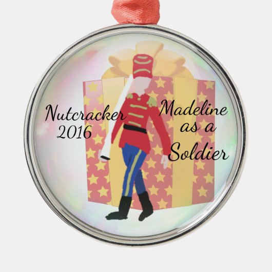 Personalisierte Nussknacker-Verzierung - Soldat Silbernes Ornament (Vorne)