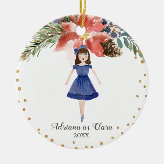Personalisierte Nutcracker-Ornament Girl Keramik Ornament (Vorne)