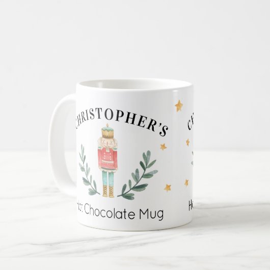 Personalisierte Nutcracker Weihnachts-Kakao-Tasse Kaffeetasse (Vorderseite Links)