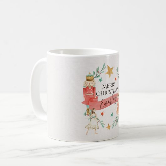 Personalisierte Nutcracker Weihnachtsfeier Tasse (Vorderseite Links)