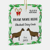 Personalisierte Oberhasli Milchziegenfarm Weihnach Keramikornament (Rechts)