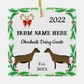 Personalisierte Oberhasli Milchziegenfarm Weihnach Keramikornament (Vorderseite)