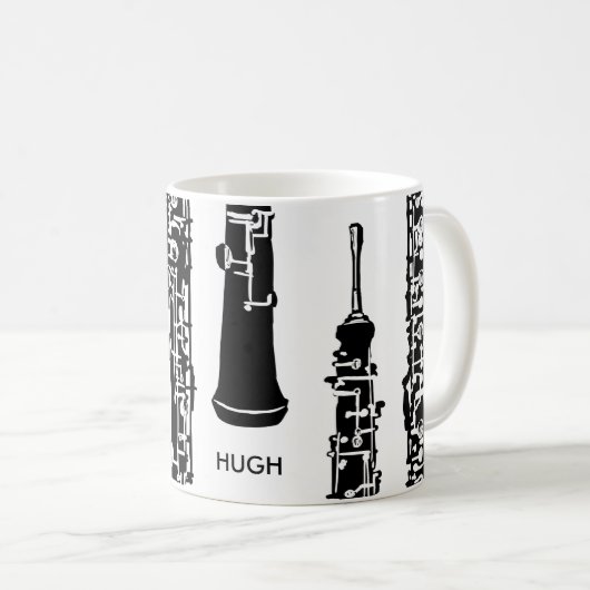 Personalisierte Oboe Kaffee-Tasse Kaffeetasse (VorderseiteRechts)
