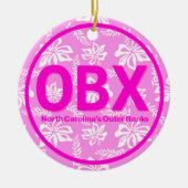 Personalisierte OBX Außenbänke NC Strand Pink Flor Keramik Ornament (Vorne)
