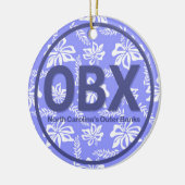 Personalisierte OBX-Außenbanken Lila Weihnachten Keramik Ornament (Links)