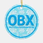 Personalisierte OBX Außenbanken NC Floral Blue Bea Keramik Ornament (Vorne)
