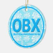 Personalisierte OBX Außenbanken NC Floral Blue Bea Keramik Ornament (Links)
