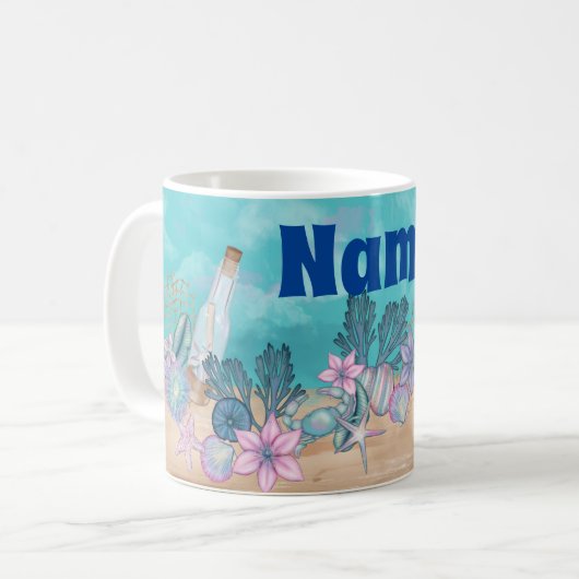 Personalisierte Ocean Beach Kaffee Tasse (Vorderseite Links)