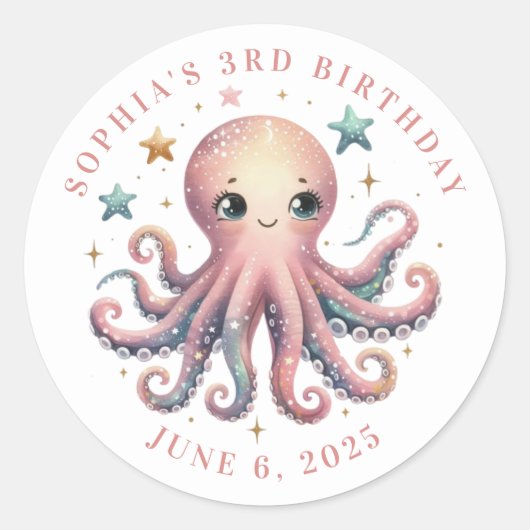 Personalisierte Octopus Round Stickers (Vorderseite)