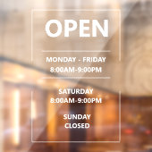 Personalisierte Öffnungszeiten Fensteraufkleber (Blatt 2)