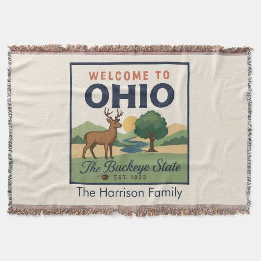 Personalisierte Ohio-Wurfdecke Decke (Vorderseite)