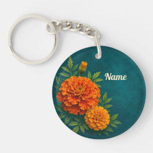 Personalisierte Oktober-Geburtsblume Ringelblume Schlüsselanhänger