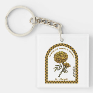 Personalisierte Oktober-Geburtsmonatsblume Schlüsselanhänger