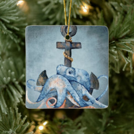 Personalisierte Oktopus und Anchor Nautische Weihn Keramikornament