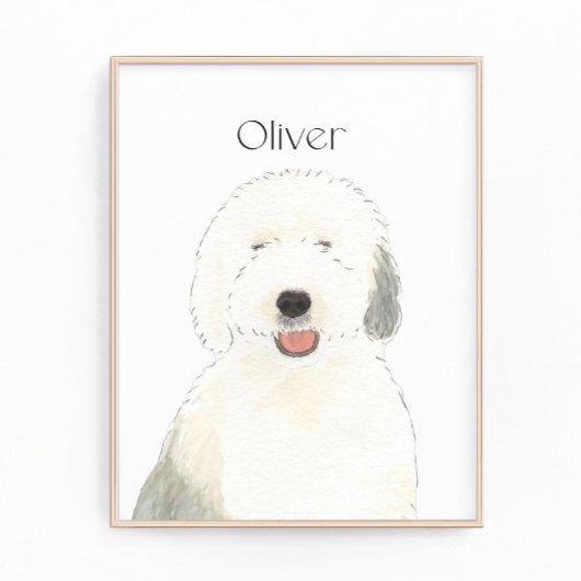 Personalisierte Old English Sheepdog Art Fotodruck