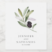 Personalisierte Olive Branch Hochzeit Weinetikett (Einzelnes Label)