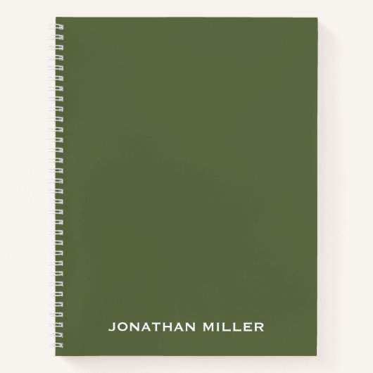 Personalisierte Olive Green Classic Typografie Notizblock (Vorderseite)